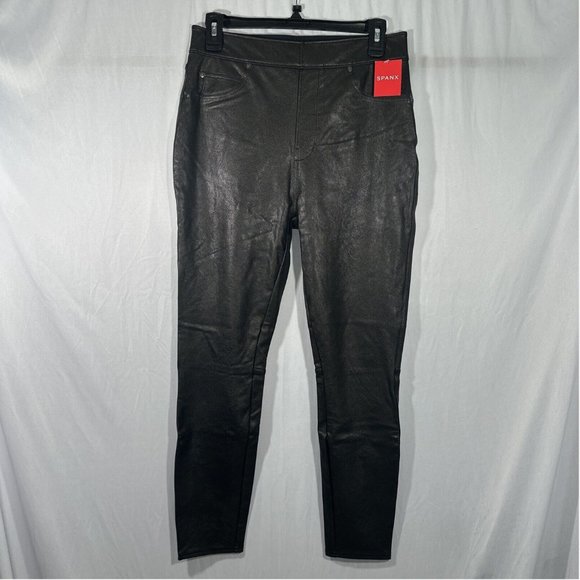 NWT $148‎ Spanx [ Medium ] Faux Leather-Like Ankle Skinny Pants in Black  _ - Picture 3 of 14
